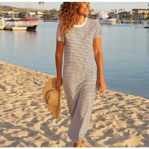Frank & Eileen Harper Striped Midi Maxi Dress White/Navy (XS)